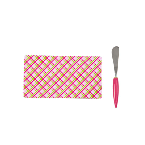 Preppy Plaid Amelia Cutting Board Set - Pink - Avail 12/05