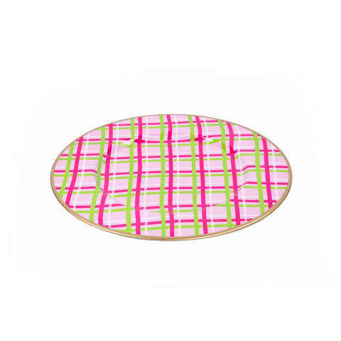 Preppy Plaid Enameled Charger (4pk) - Pink - Avail 12/05