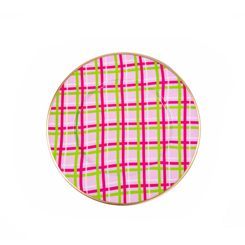 Preppy Plaid Enameled Charger (4pk) - Pink - Avail 12/05