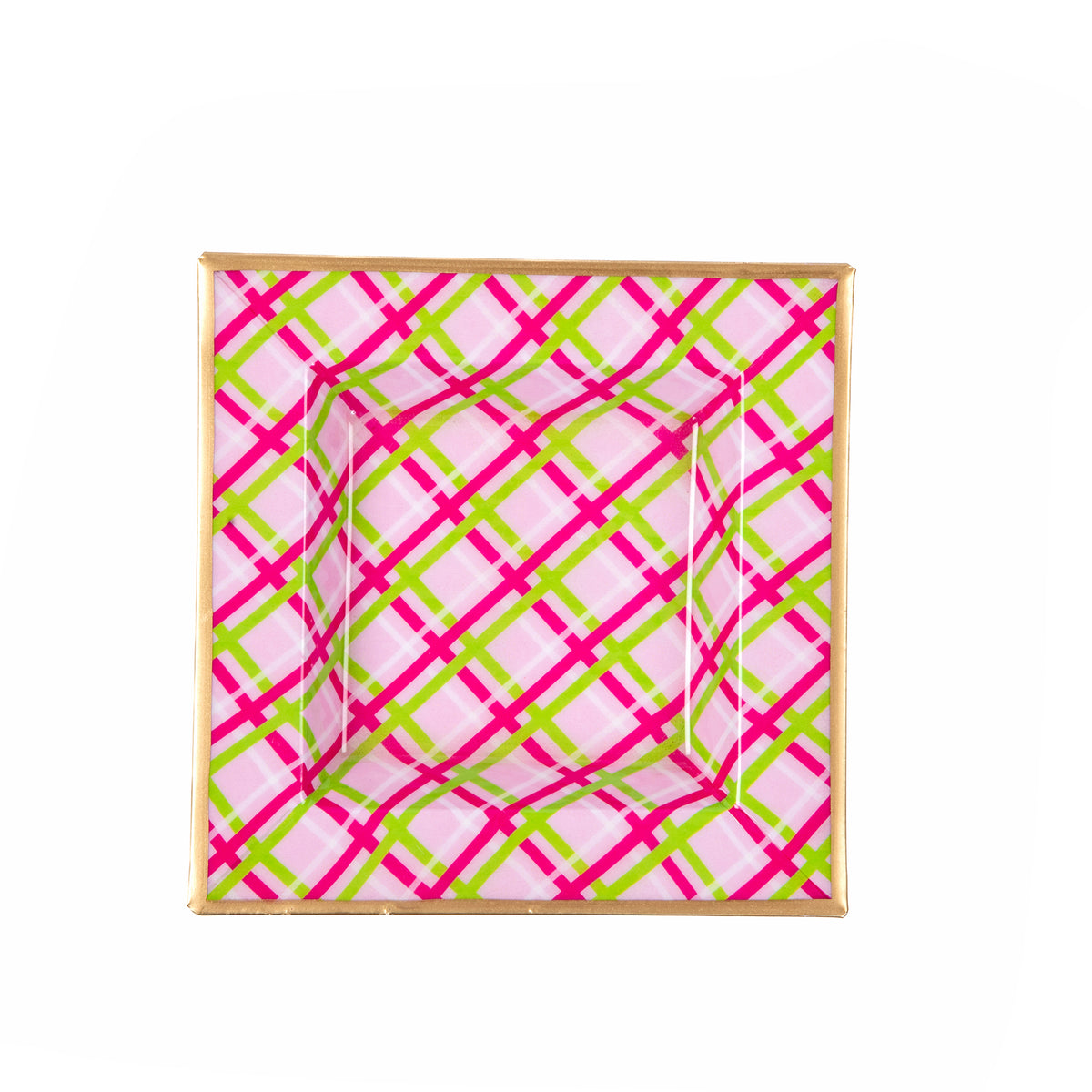 Preppy Plaid Enameled Tori Trinket Tray - Pink - Avail 12/05