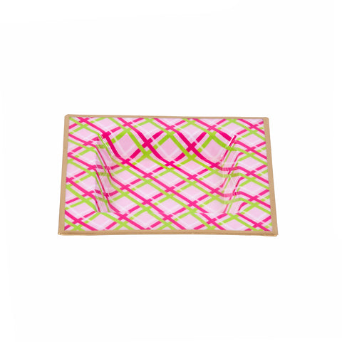 Preppy Plaid Enameled Tori Trinket Tray - Pink - Avail 12/05