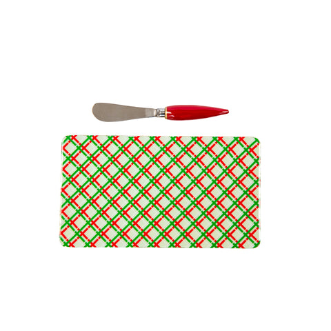 Preppy Plaid Amelia Cutting Board Set - Red - Avail 12/05