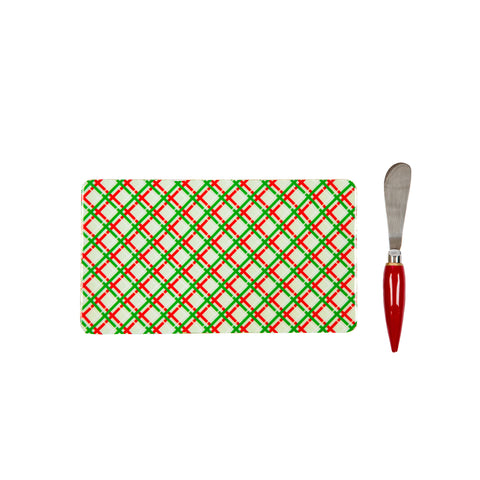 Preppy Plaid Amelia Cutting Board Set - Red - Avail 12/05