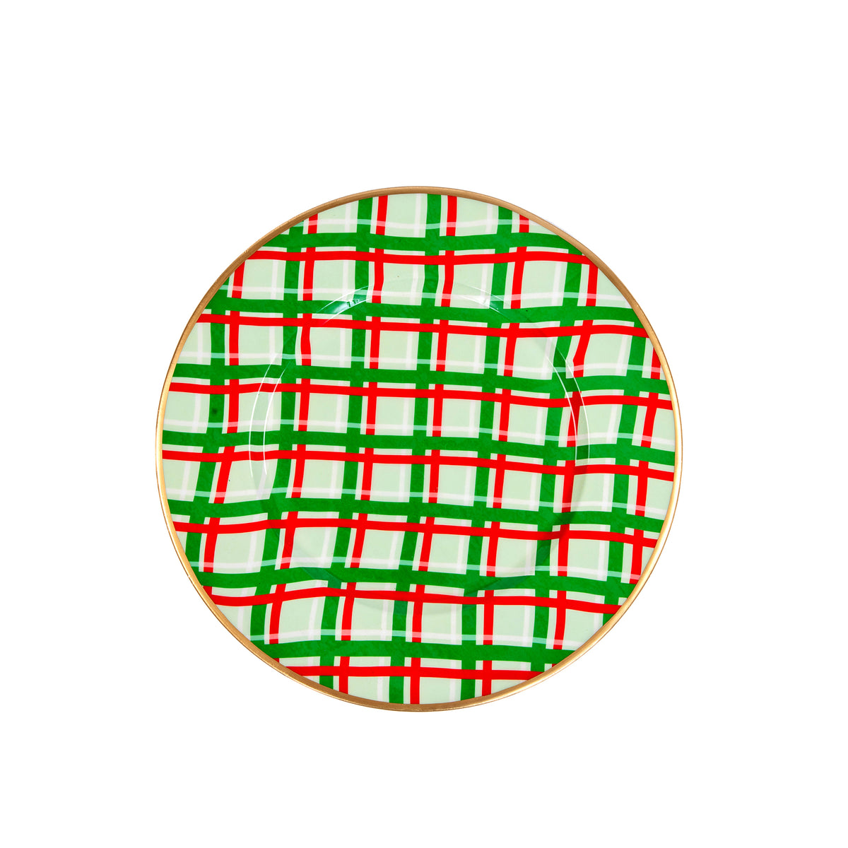 Preppy Plaid Enameled Charger (4pk) - Red - Avail 12/05