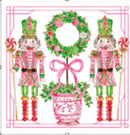 Nutcracker Topiary Enameled Chang Mai Tray 12x12 - Avail 12/23