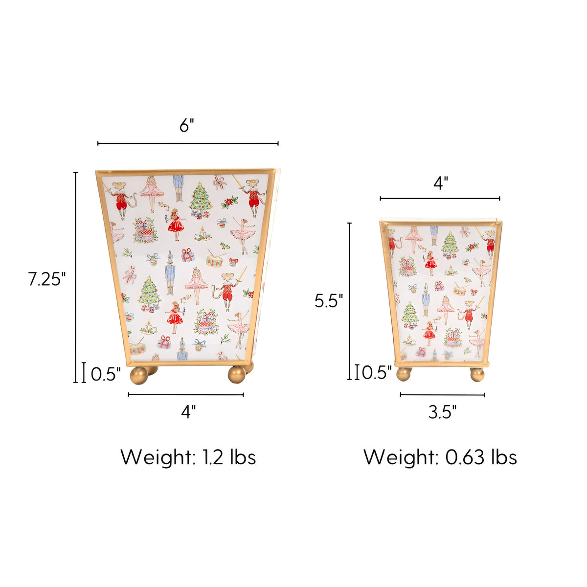 Watercolor Nutcracker Enameled Square Cachepot Planter