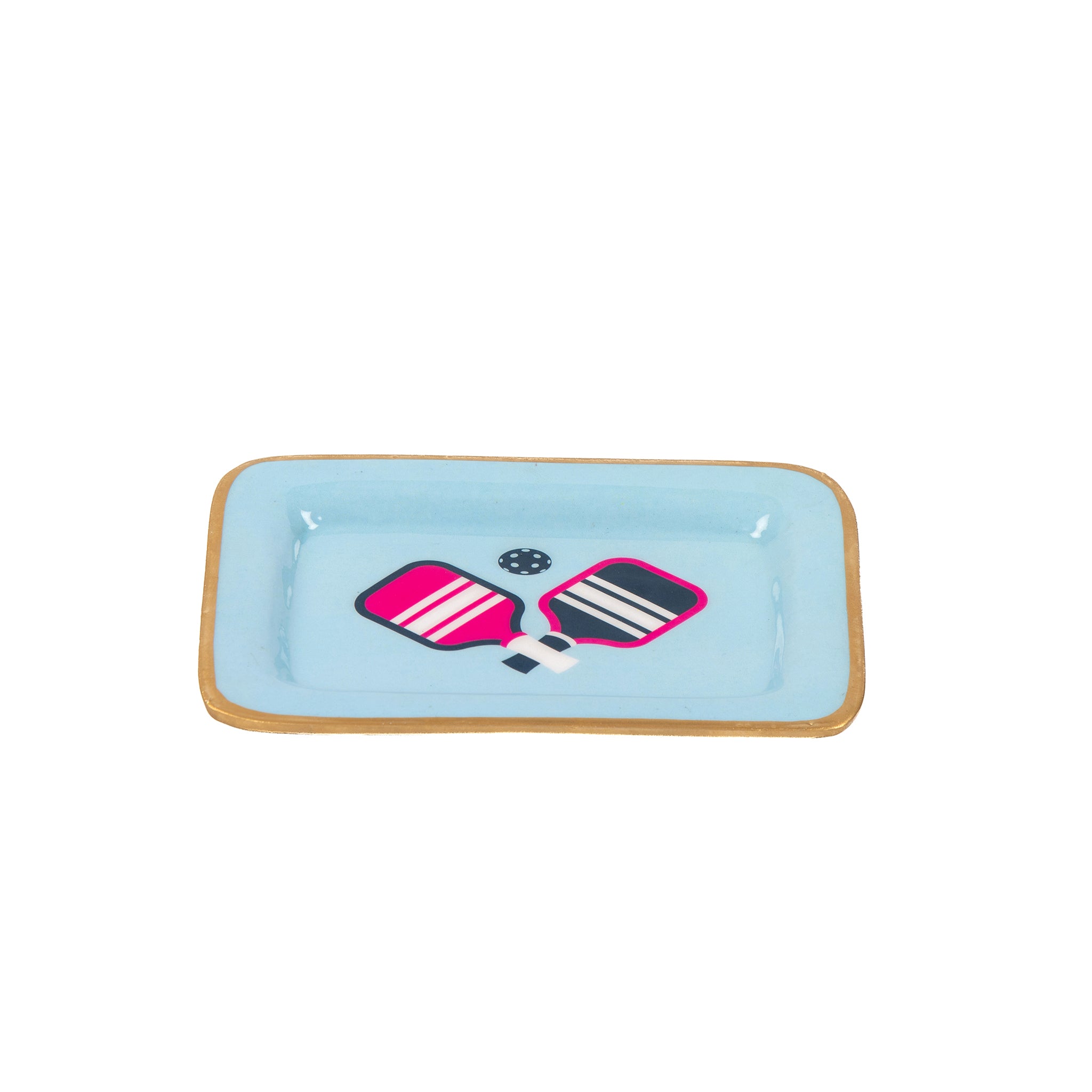 Enameled Blue / Light Blue Rectangle Laney Decorative Tray For Garden Party and Home Decor - 5 in x 6 in x 1 in - The Pickleball Collection