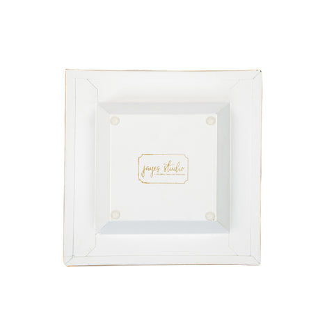 Enameled Navy and Pink Square Tori Trinket Decorative Tray For Garden Party and Home Decor - 6 in x 6 in x 1 in - The Pickleball Collection