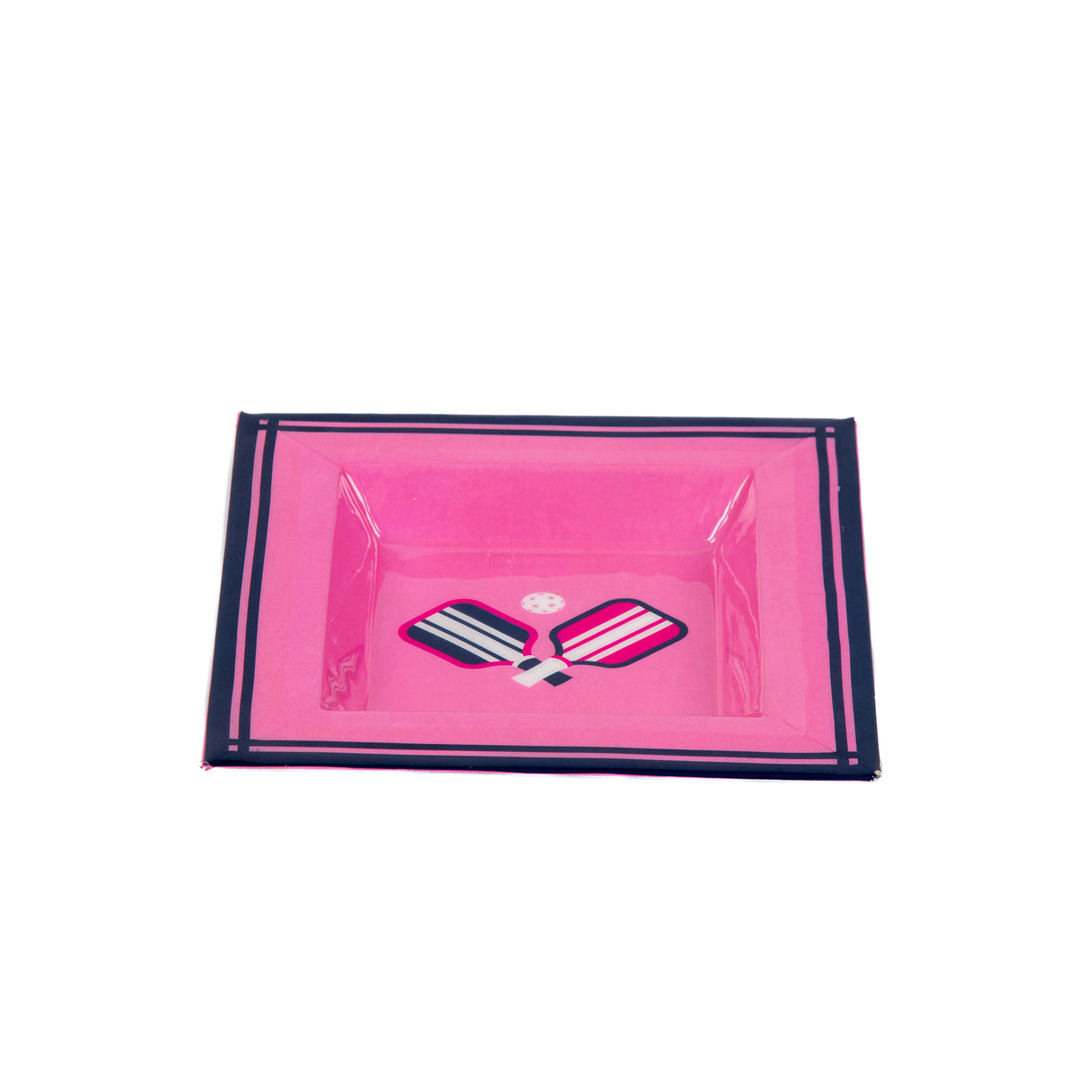 Pickleballs Enameled Tori Trinket Tray - Pink & Navy