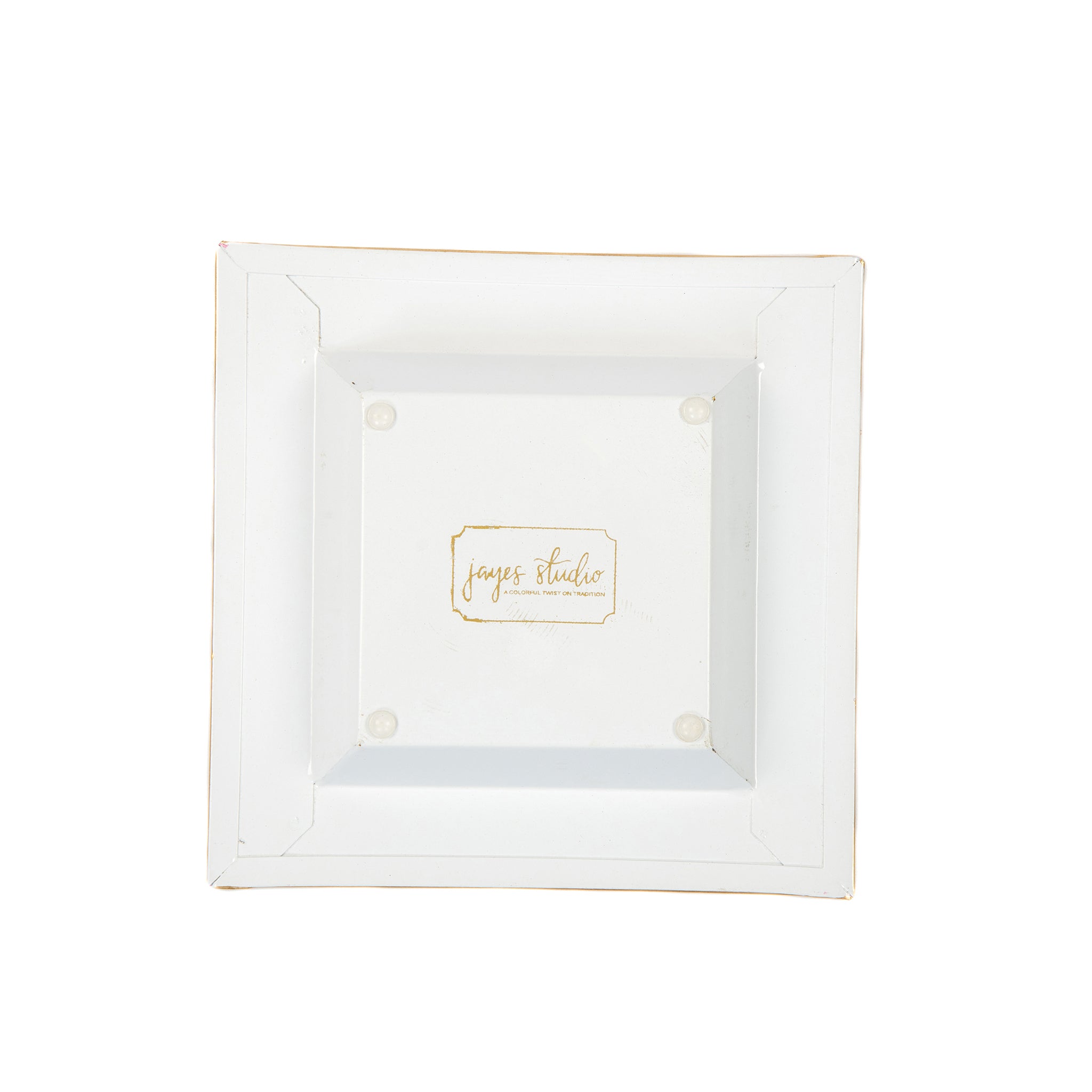 Enameled Pink and Navy Square Tori Trinket Decorative Tray For Garden Party and Home Decor - 6 in x 6 in x 1 in - The Pickleball Collection
