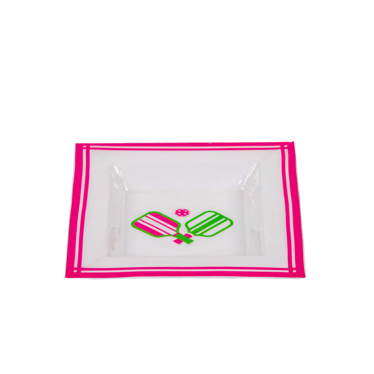 Pickleballs Enameled Tori Trinket Tray - White & Pink