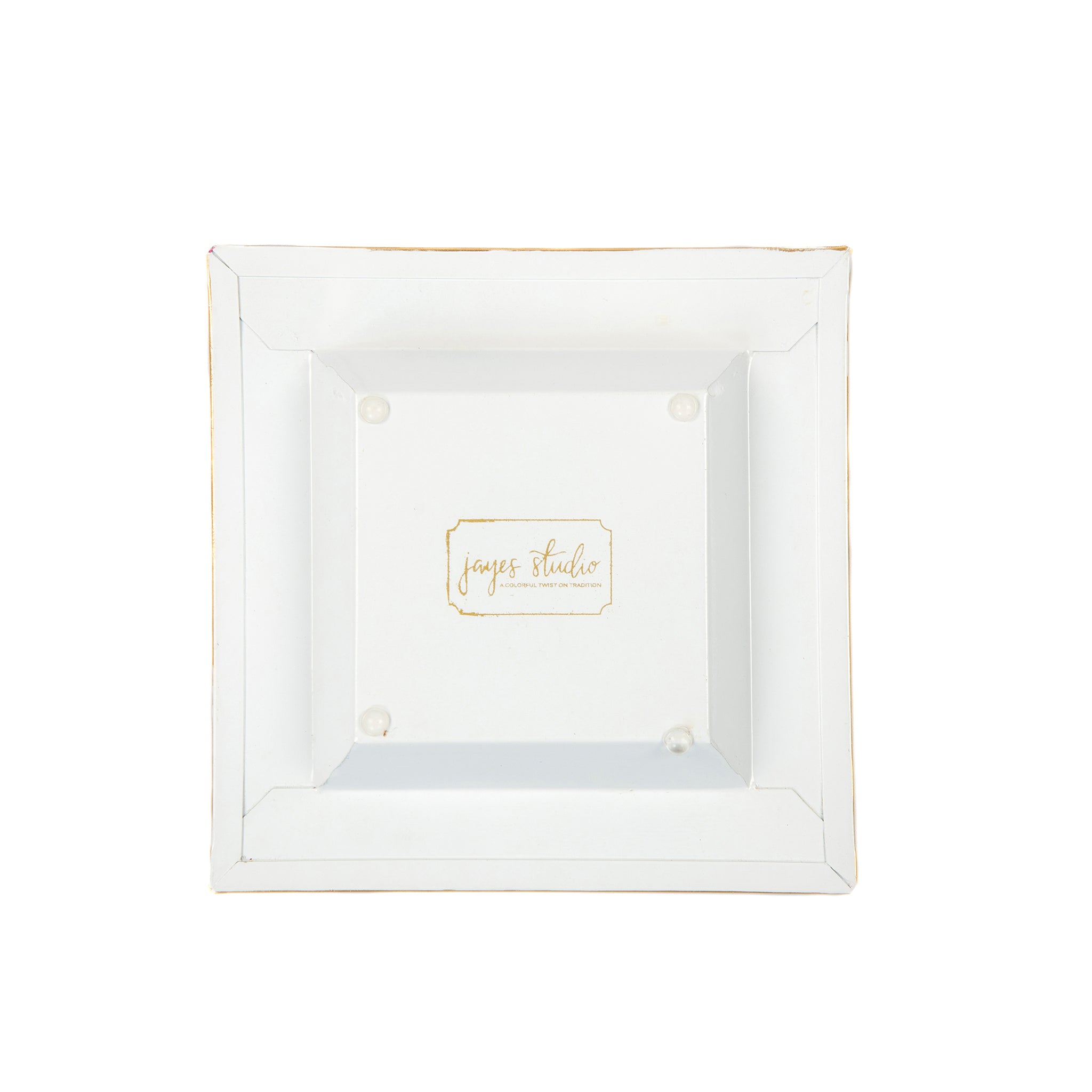 Enameled White and Pink Square Tori Trinket Decorative Tray For Garden Party and Home Decor - 6 in x 6 in x 1 in - The Pickleball Collection