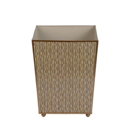 Woven Enameled Square Wastebasket - Beige - Avail 11/11