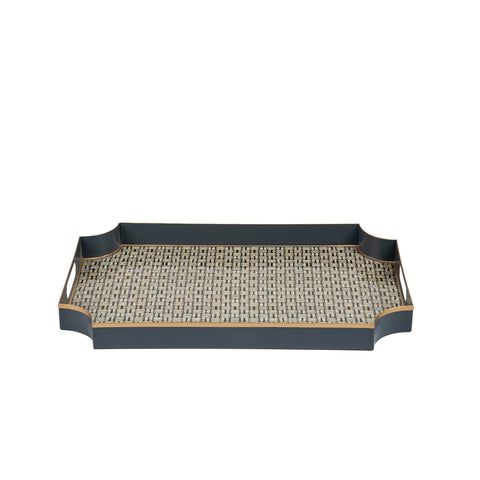 Grey Enameled Serving / Bar Tray with Convienent Handles - made from High-Quality Metal - designed by Jaye's Studio -  The Woven Collection 12x18x2