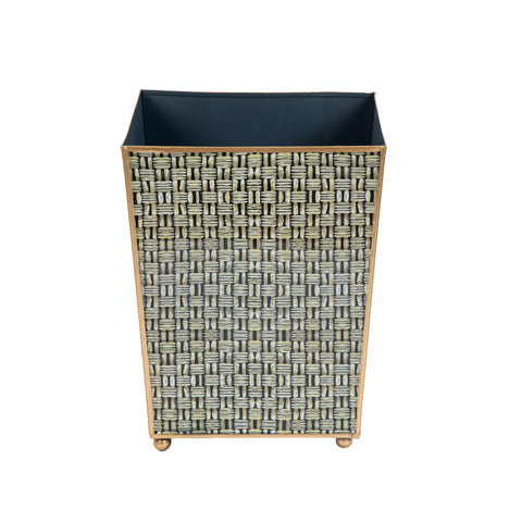 Grey Enameled Waste can for Bathroom  / Home Office / Bedroom / Vanity / Garbage Can/ wastebasket made with High Quality Metal - designed by Jaye's Studio - The Woven Collection