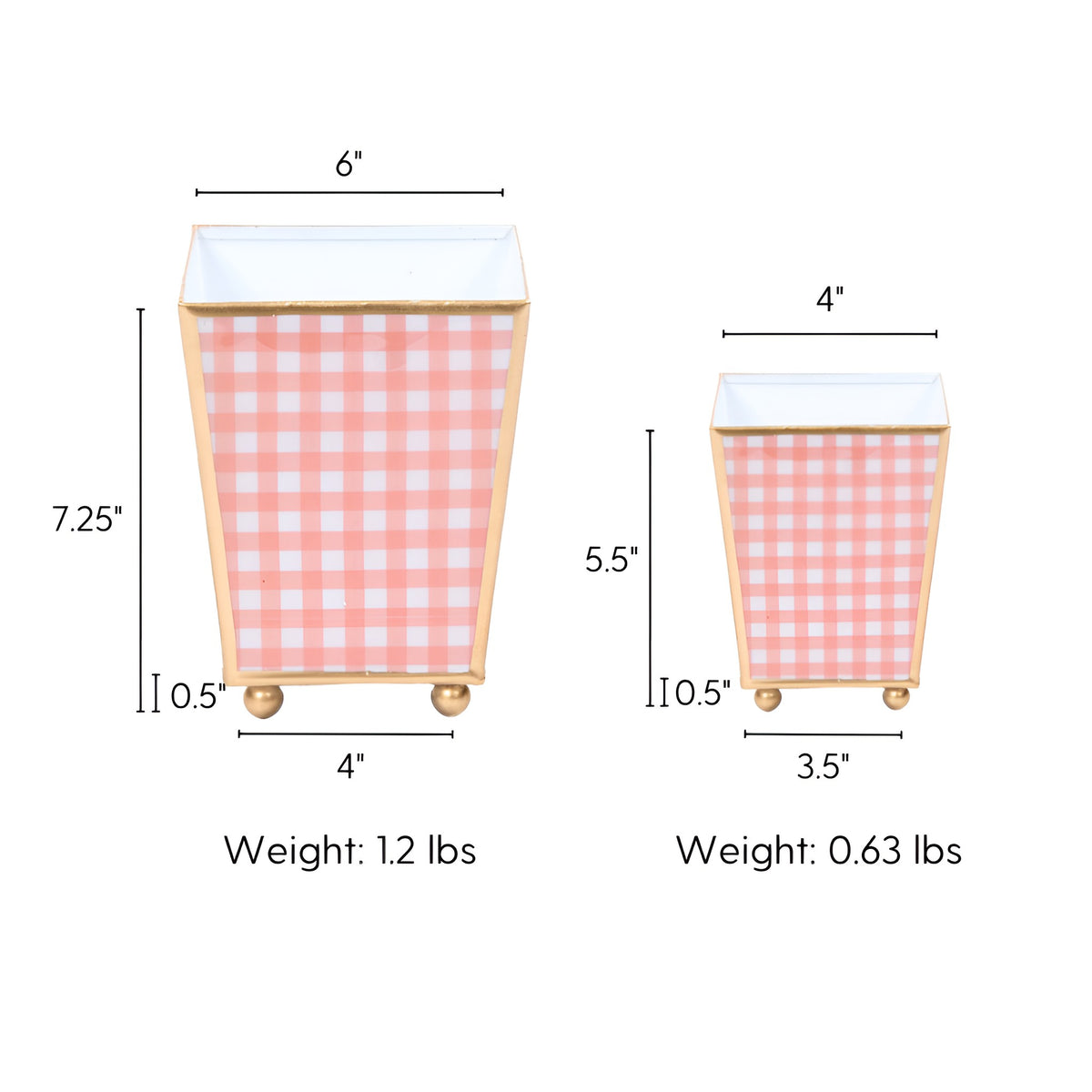 Gingham Enameled Square Cachepot Planter