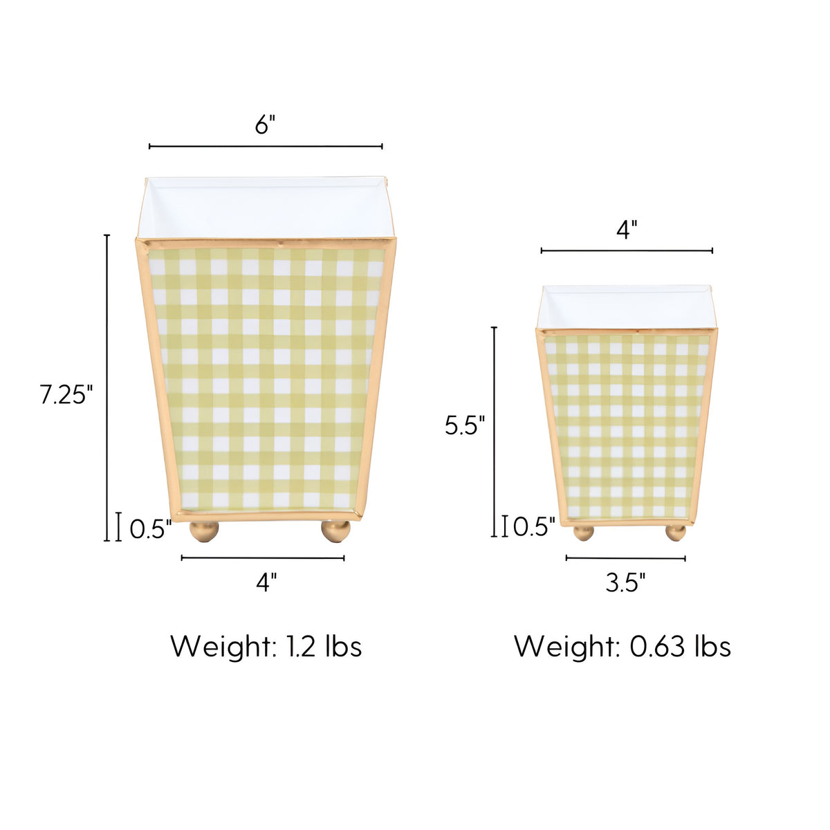Gingham Enameled Square Cachepot Planter