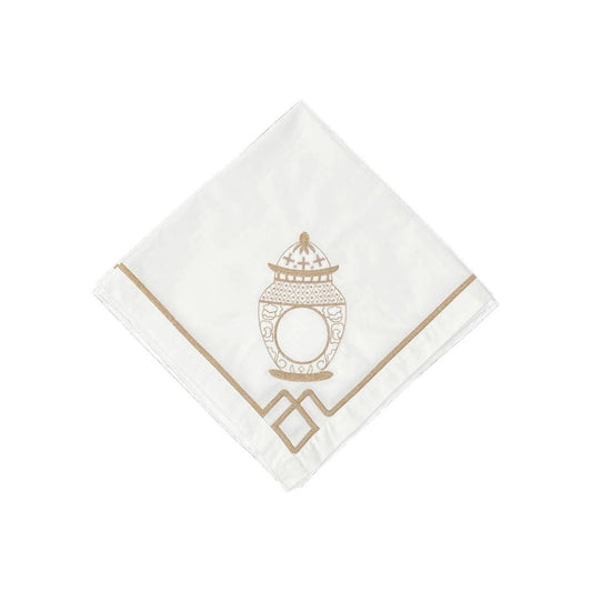 Monogram Jar Embroidery Napkin (4 Pack) White & Gold
