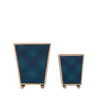 Sussex Plaid Enameled Square Cachepot Planter - Avail 09/21