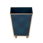 Sussex Plaid Enameled Square Cachepot Planter - Avail 09/21