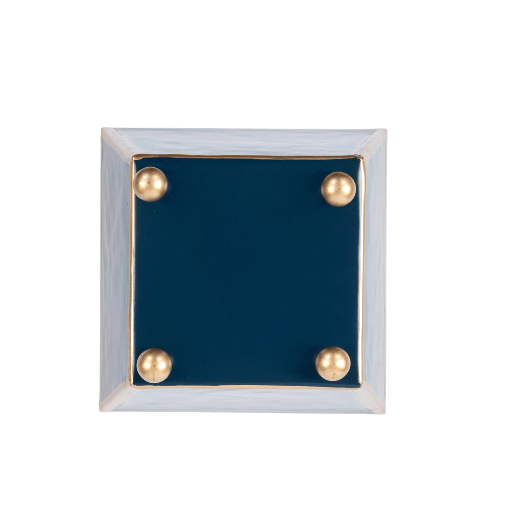Sussex Plaid Enameled Square Cachepot Planter - Avail 09/21