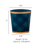 Sussex Plaid Enameled Oval Wastebasket - Avail 10/01