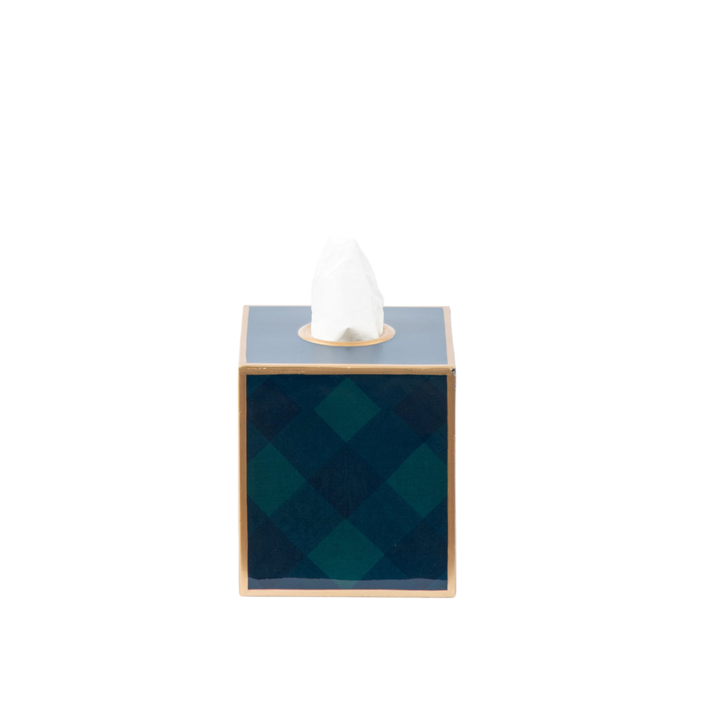 Sussex Plaid Enameled Tissue Box Cover - Avail 09/21