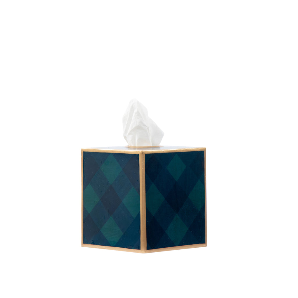 Sussex Plaid Enameled Tissue Box Cover - Avail 09/21