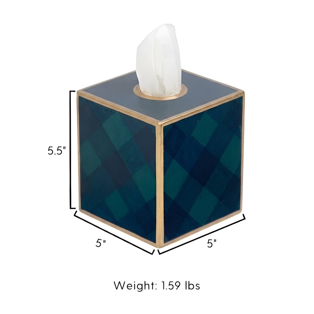 Sussex Plaid Enameled Tissue Box Cover - Avail 10/01