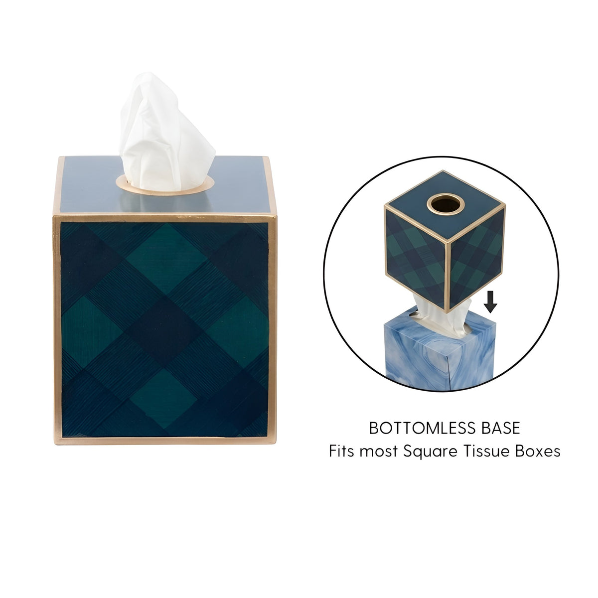 Sussex Plaid Enameled Tissue Box Cover - Avail 10/01