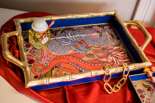 Dragon Enameled Chang Mai Tray 10x14