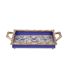 Monkey Trio Enameled Multi-Color Rectangle Serving Tray - Chang Mai Collection for Kitchen and Dining