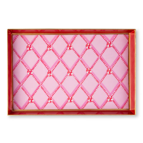Candy Cane Trellis Enameled Oliver Tray 8x12