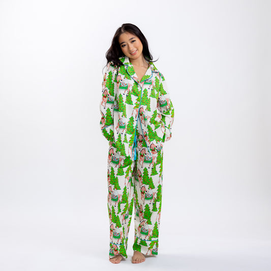 Safari Christmas Luxe Sateen Full Pajama Set