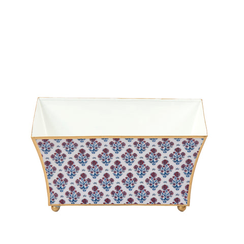 Enameled Multi-Color Rectangular Cachepot For Bedroom / Office / Kitchen / Living Room  - Metal Construction 6 in x 6 in x 12 in - The Lucinda Collection - Avail 05/31