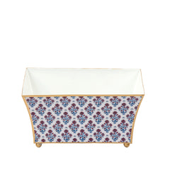 Lucinda Enameled Multi-Color Rectangular Fluted Metal Cachepot Planter for Entryway, Mantle, Home Office, Kitchen and Living Room