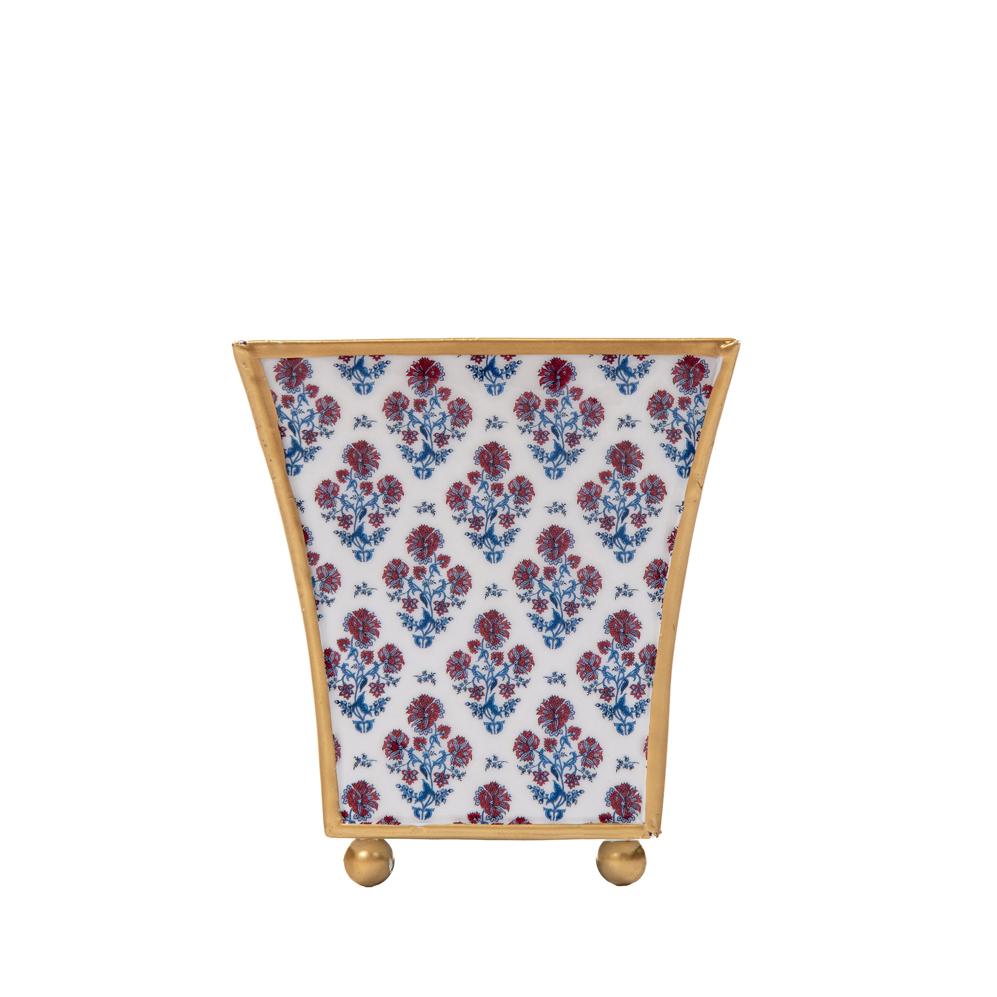 Enameled Multi-Color Rectangular Cachepot For Bedroom / Office / Kitchen / Living Room  - Metal Construction 6 in x 6 in x 12 in - The Lucinda Collection - Avail 05/31