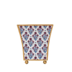 Lucinda Enameled Multi-Color Rectangular Fluted Metal Cachepot Planter for Entryway, Mantle, Home Office, Kitchen and Living Room