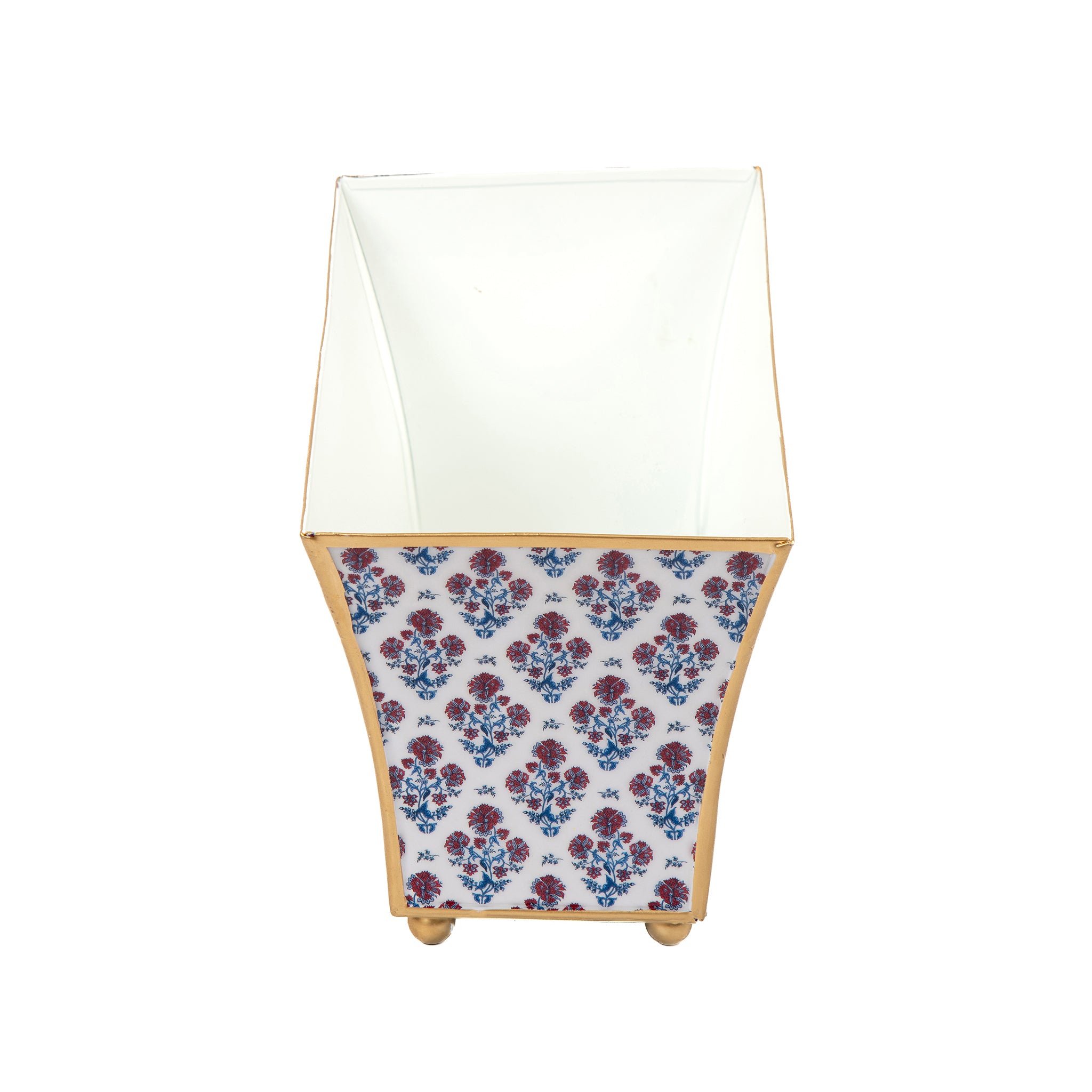 Enameled Multi-Color Rectangular Cachepot For Bedroom / Office / Kitchen / Living Room  - Metal Construction 6 in x 6 in x 12 in - The Lucinda Collection - Avail 05/31