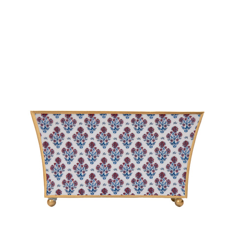 Enameled Multi-Color Rectangular Cachepot For Bedroom / Office / Kitchen / Living Room  - Metal Construction 6 in x 6 in x 12 in - The Lucinda Collection - Avail 05/31