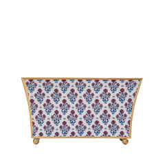 Lucinda Enameled Multi-Color Rectangular Fluted Metal Cachepot Planter for Entryway, Mantle, Home Office, Kitchen and Living Room