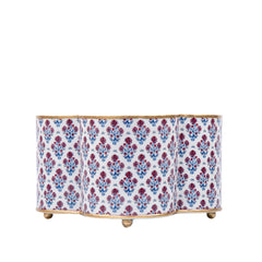 Lucinda Enameled Multi-Color Quatrefoil Metal Cachepot Planter for Bedroom, Office, Kitchen or Living Room
