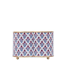 Lucinda Enameled Multi-Color Quatrefoil Metal Cachepot Planter for Bedroom, Office, Kitchen or Living Room