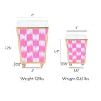 Checkered Ikat Enameled Square Cachepot Planter