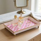 Checkered Ikat Enameled Oliver Tray 8x12