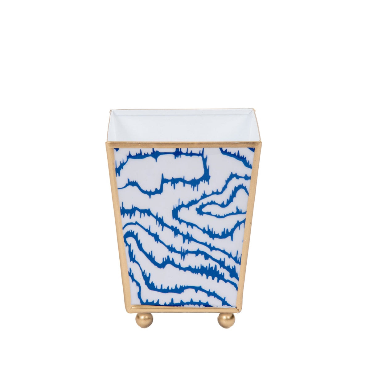 Heatwave Enameled Blue / Cobalt Blue Square Metal Cachepot for Bedroom, Office, Kitchen or Living Room