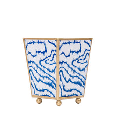 Heatwave Enameled Blue / Cobalt Blue Square Metal Cachepot for Bedroom, Office, Kitchen or Living Room