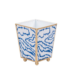 Heatwave Enameled Blue / Cobalt Blue Square Metal Cachepot for Bedroom, Office, Kitchen or Living Room