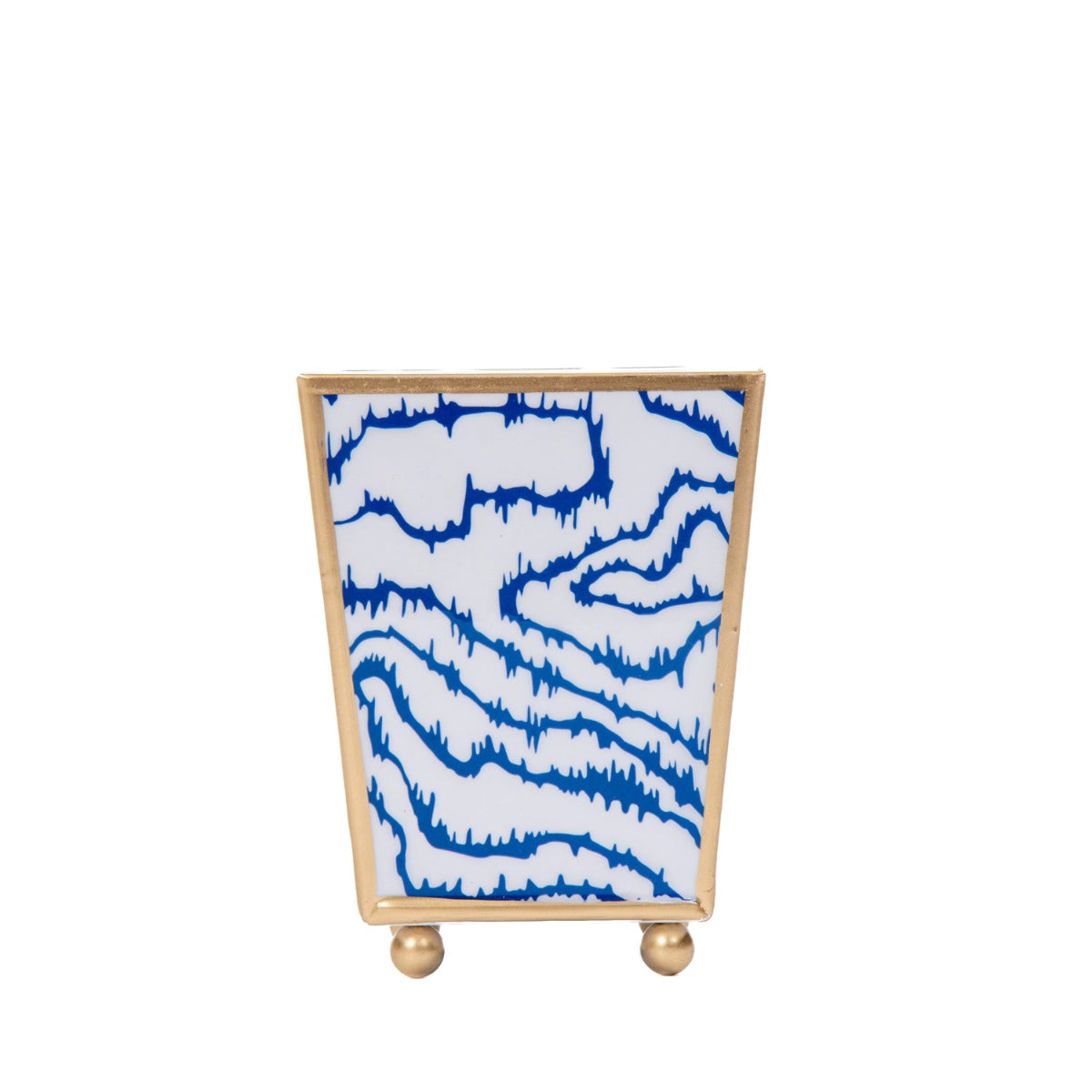 Heatwave Enameled Blue / Cobalt Blue Square Metal Cachepot for Bedroom, Office, Kitchen or Living Room