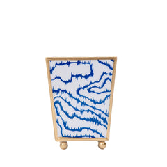 Heatwave Enameled Blue / Cobalt Blue Square Metal Cachepot for Bedroom, Office, Kitchen or Living Room